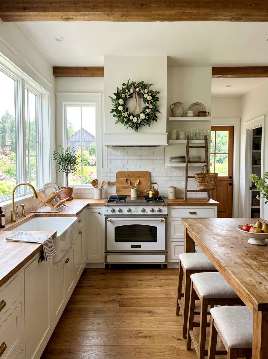 Spring Wreath Backsplash Display - 25 Spring Stove Decor Ideas