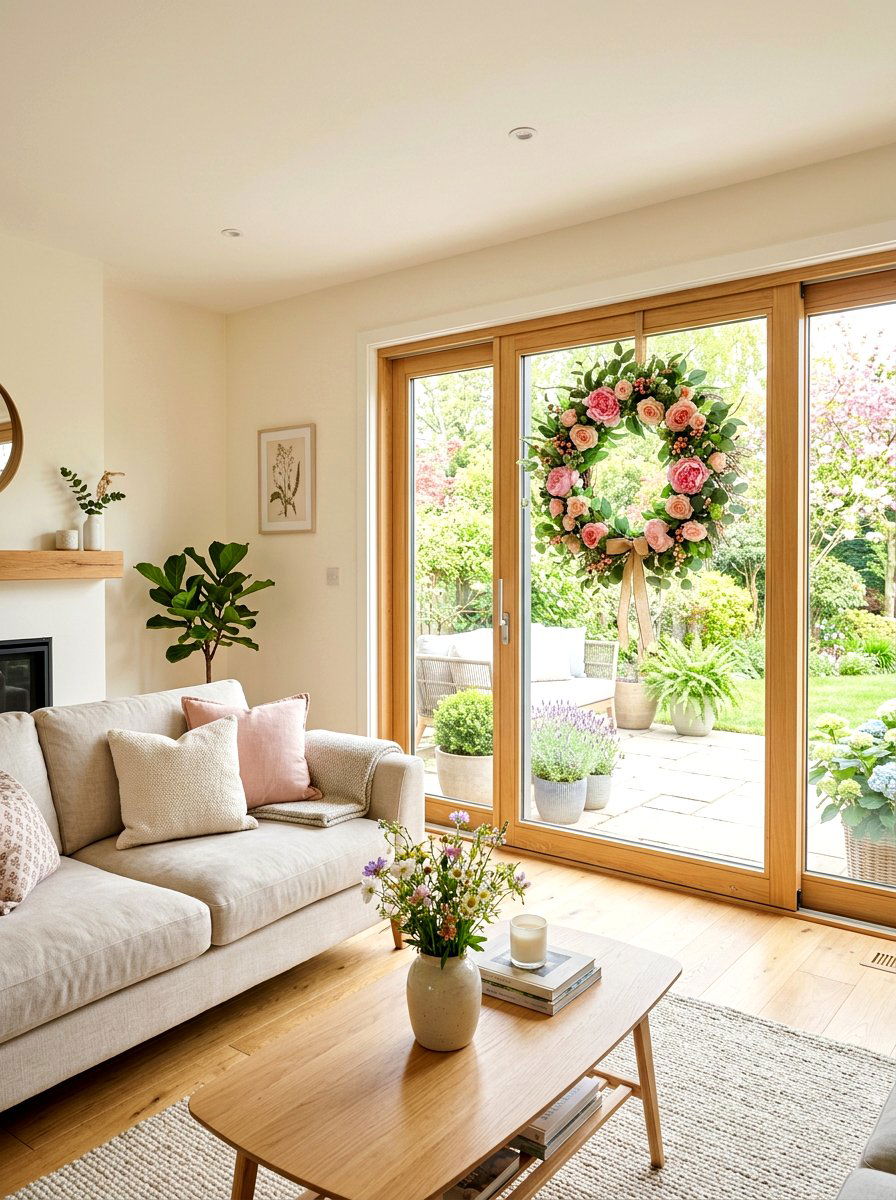 Spring Wreath For Glass Door - 25 Spring Sliding Door Decor Ideas