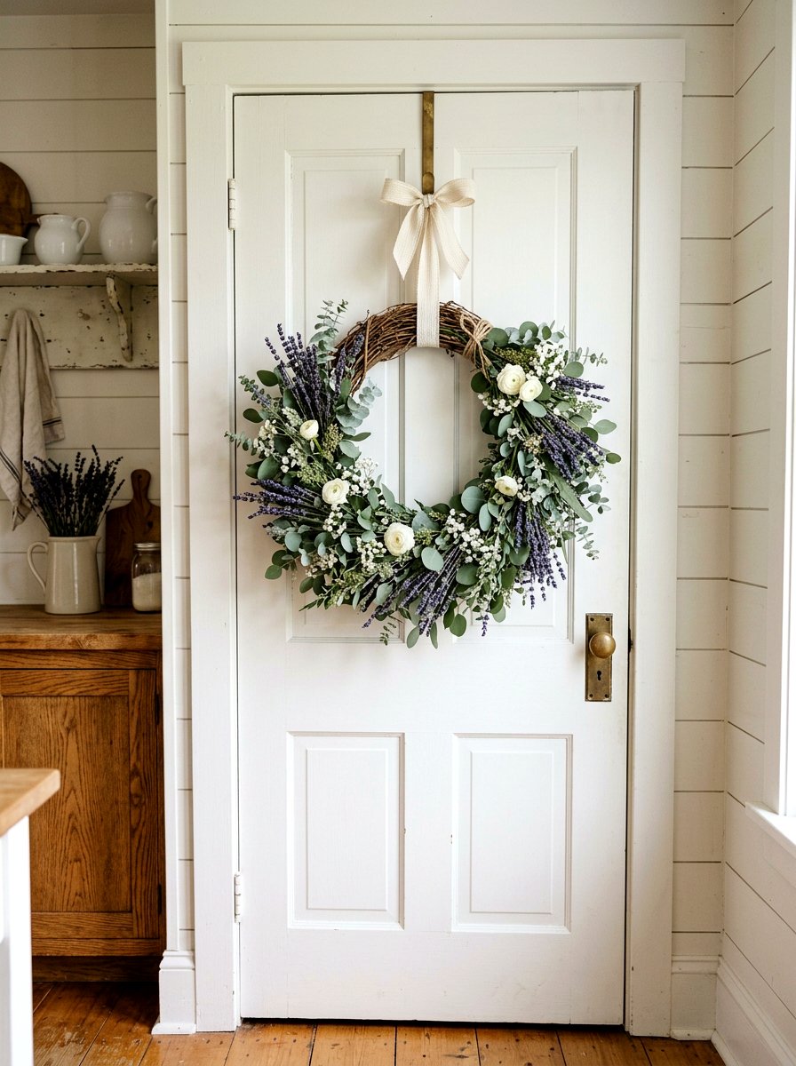 Spring Wreath Hanging - 25 Spring Kitchen Decor Ideas