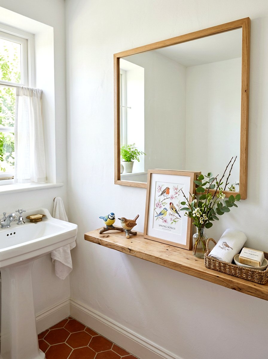 Spring bird decor for bathroom - 25 Spring Bathroom Mirror Decor Ideas