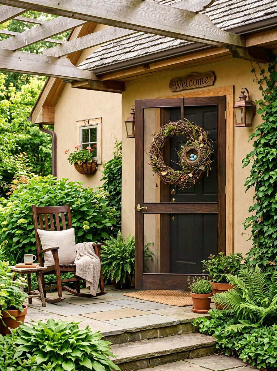 Spring bird nest decor - 25 Spring Screen Door Decor Ideas