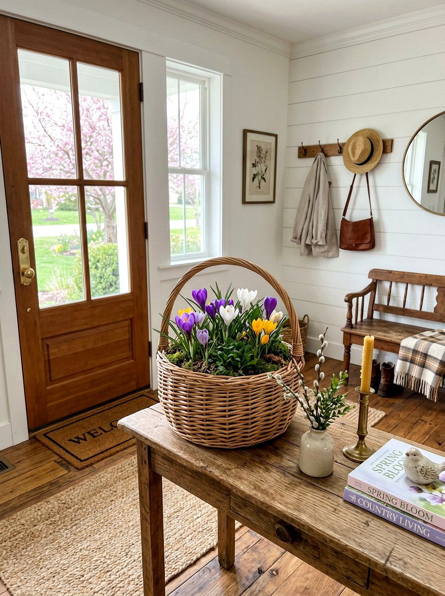 Spring bulb basket arrangement - 25 Spring Crocus Bowl Ideas