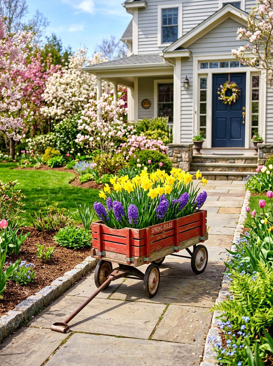 Spring bulb wagon - 25 Spring Garden Wagon Decor Ideas