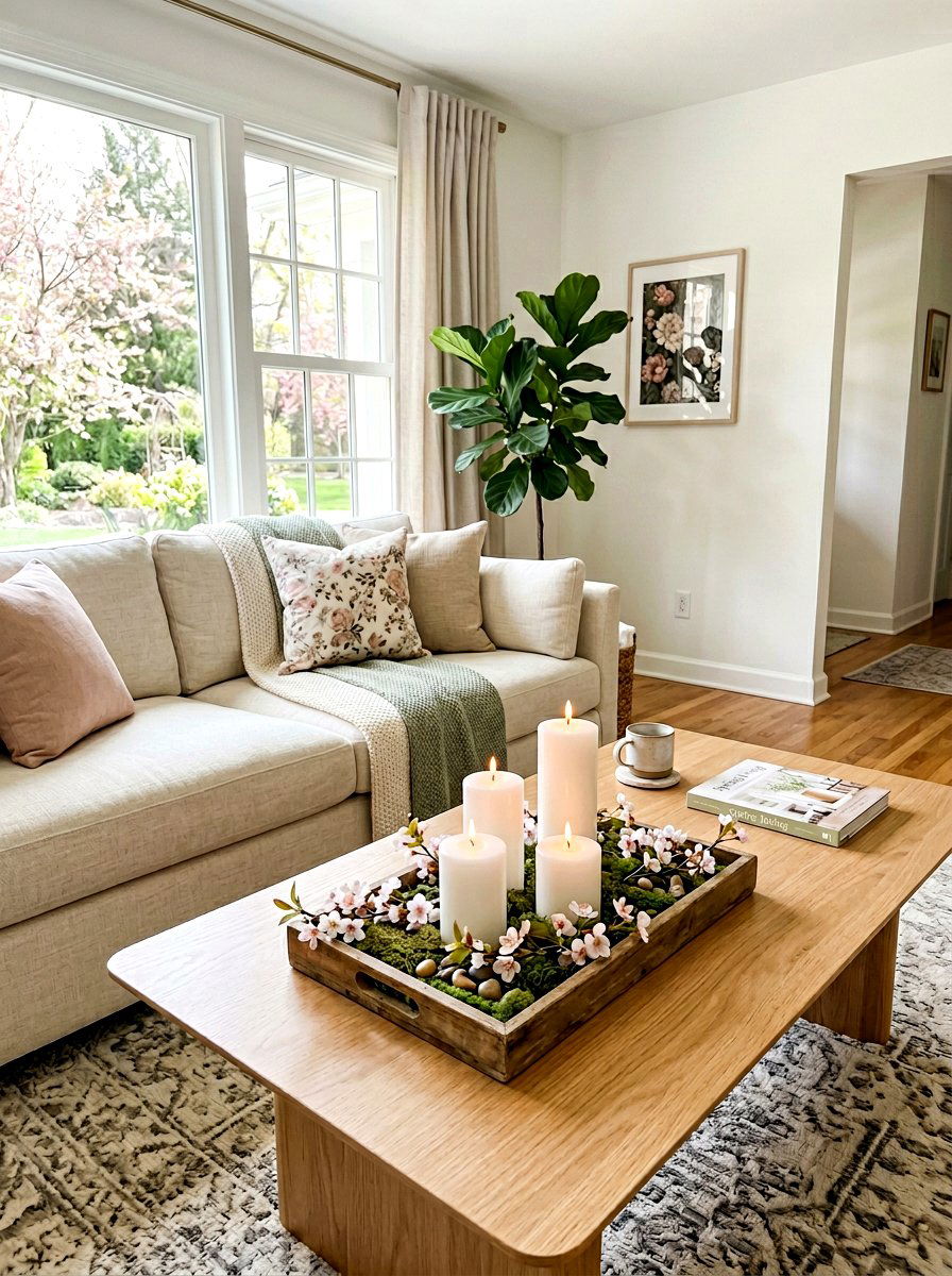 Spring candle tray - 25 Spring Candle Decor Ideas