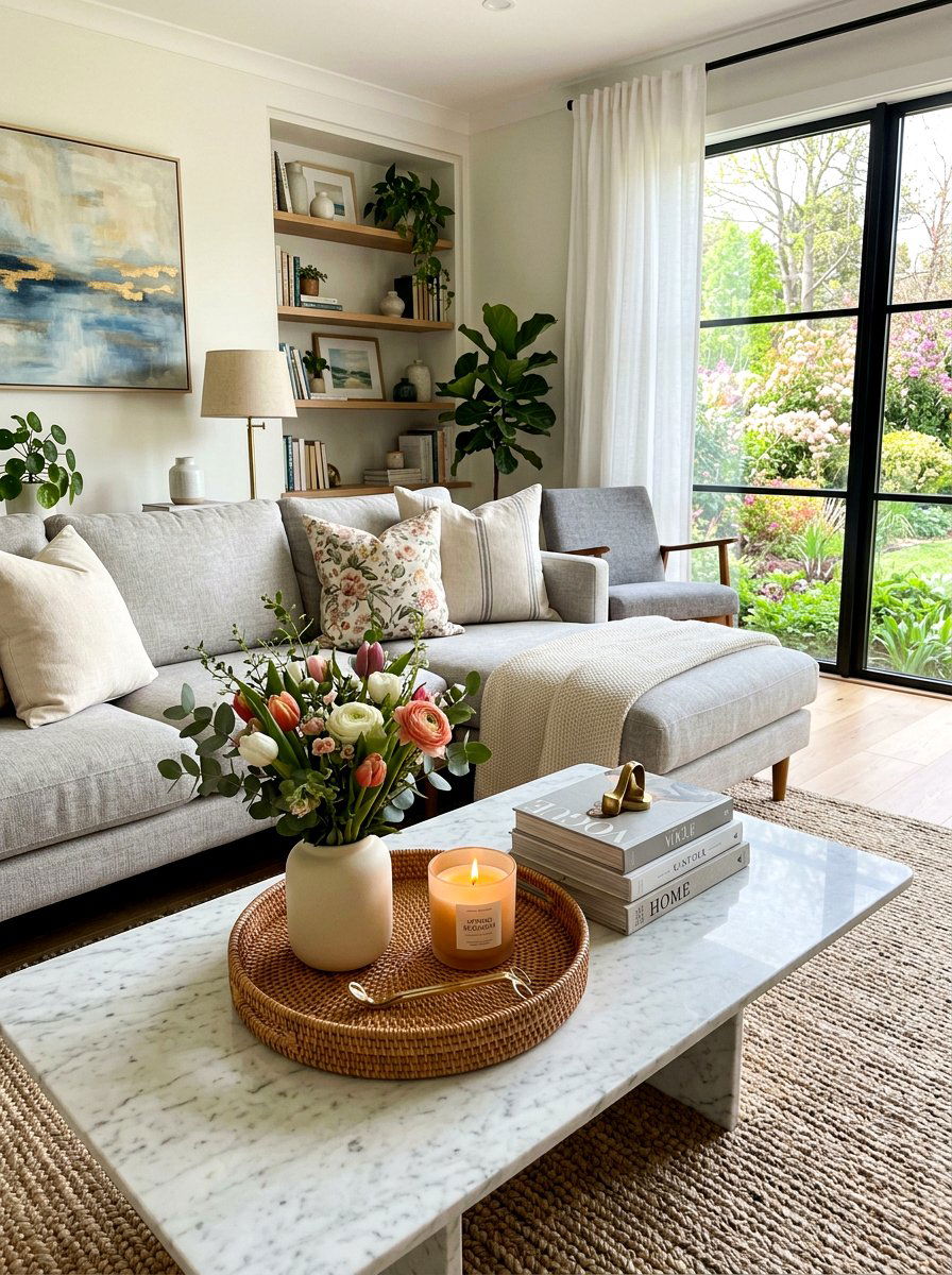 Spring coffee table tray - 25 Spring Budget Decor Ideas