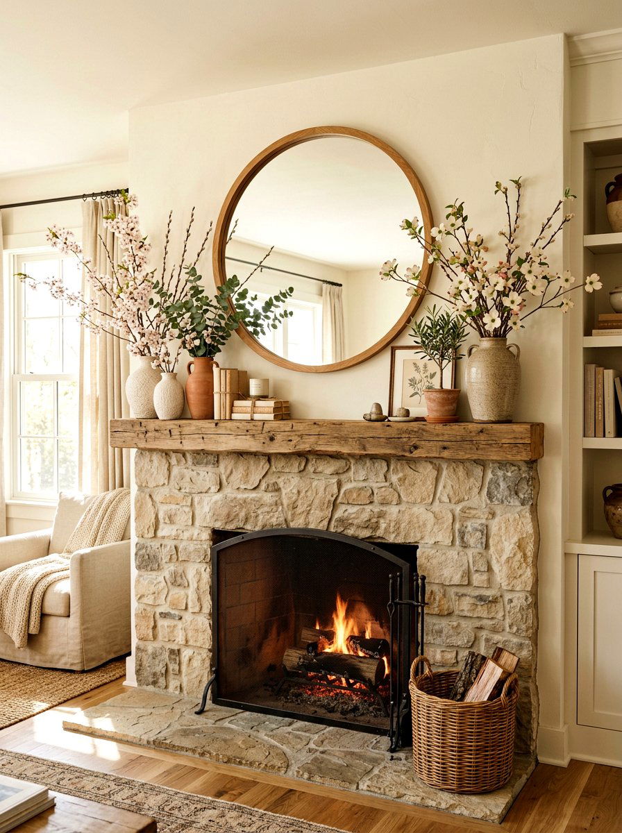 Spring fireplace mantel - 25 Spring Organic Modern Decor Ideas