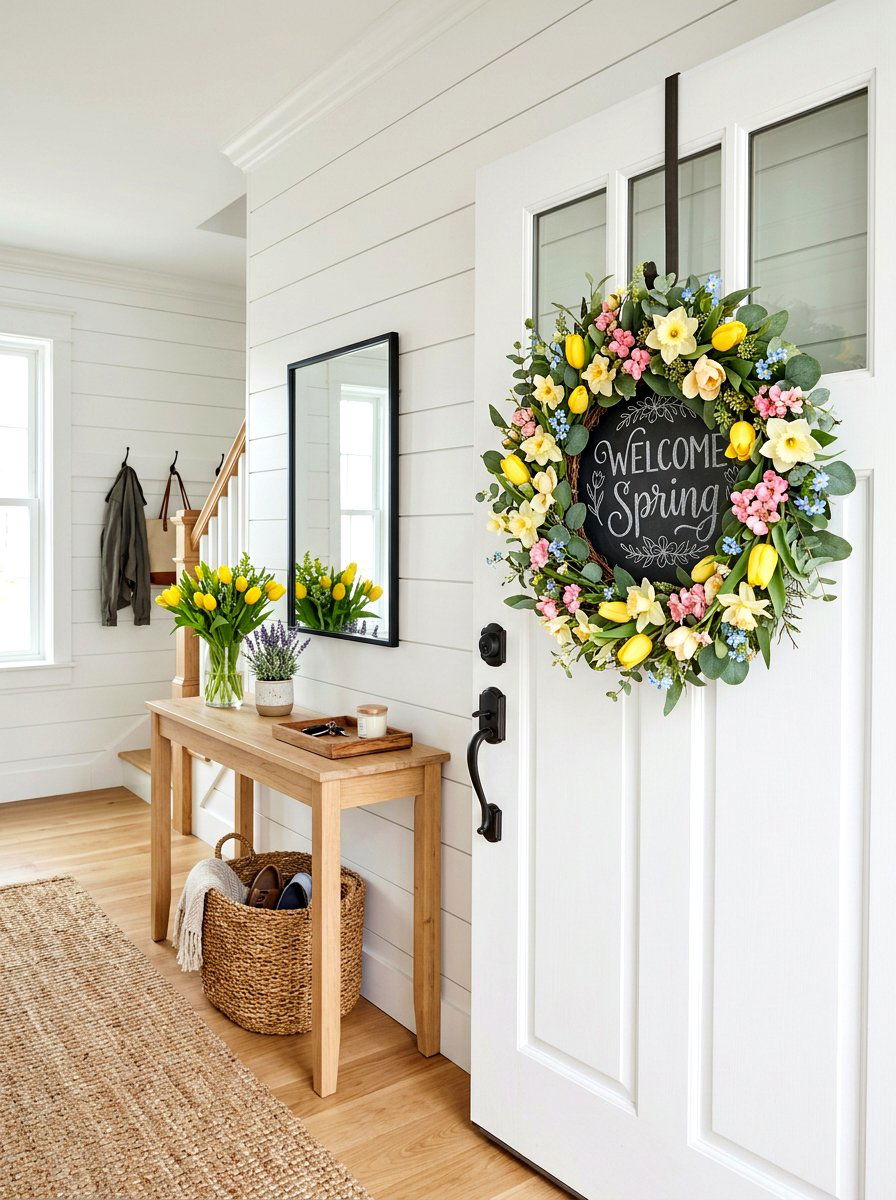Spring floral chalkboard wreath