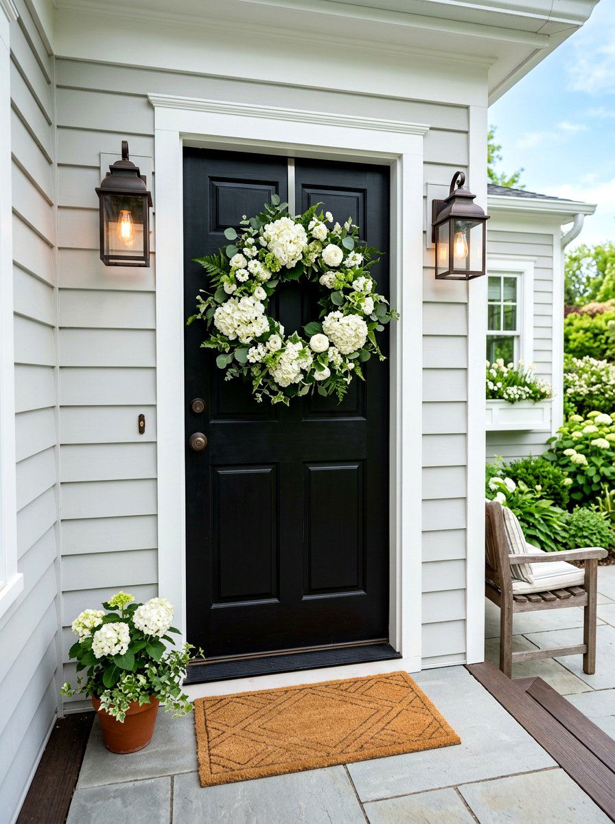 Spring floral wreath - 25 Spring Back Porch Decor Ideas