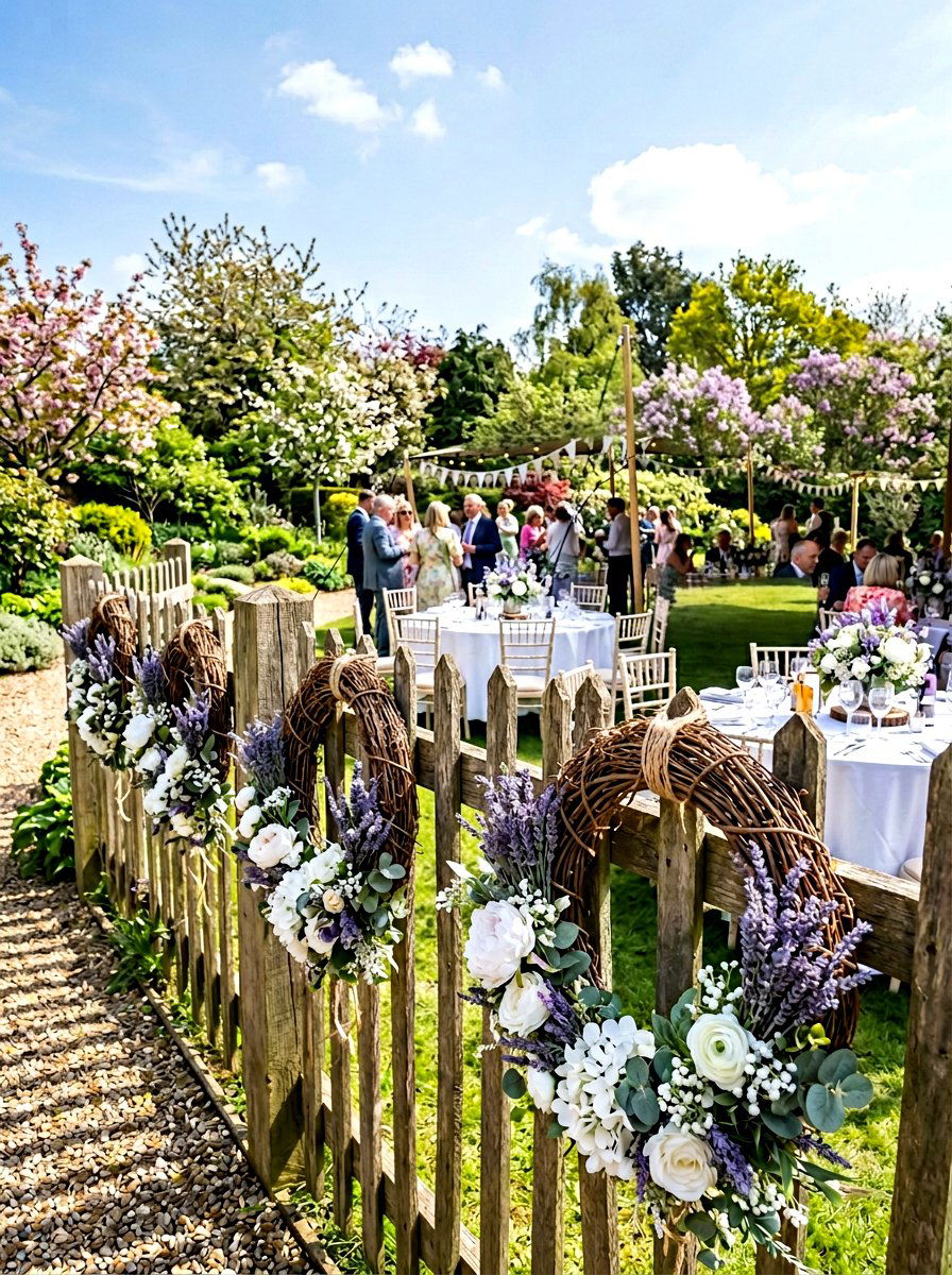 Spring floral wreaths - 25 Spring Fence Line Decor Ideas