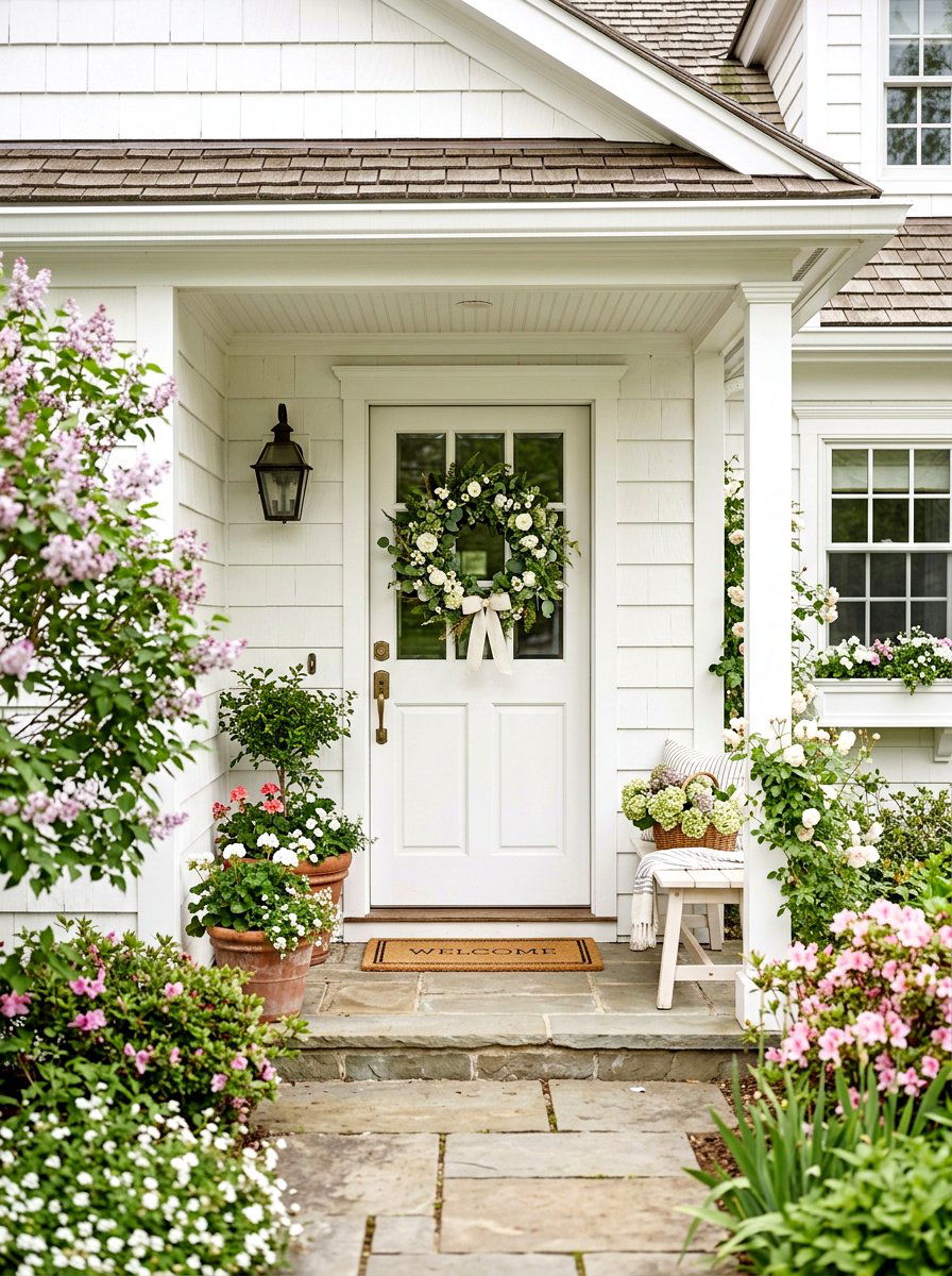 Spring front door wreath - 25 Spring Decorating Tips for Small Spaces