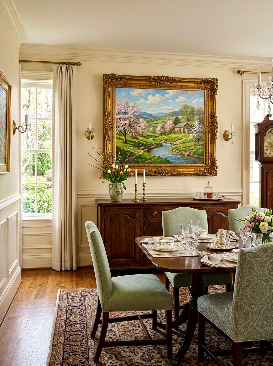 Spring landscape oil painting - 25 Spring Traditional Decor Ideas