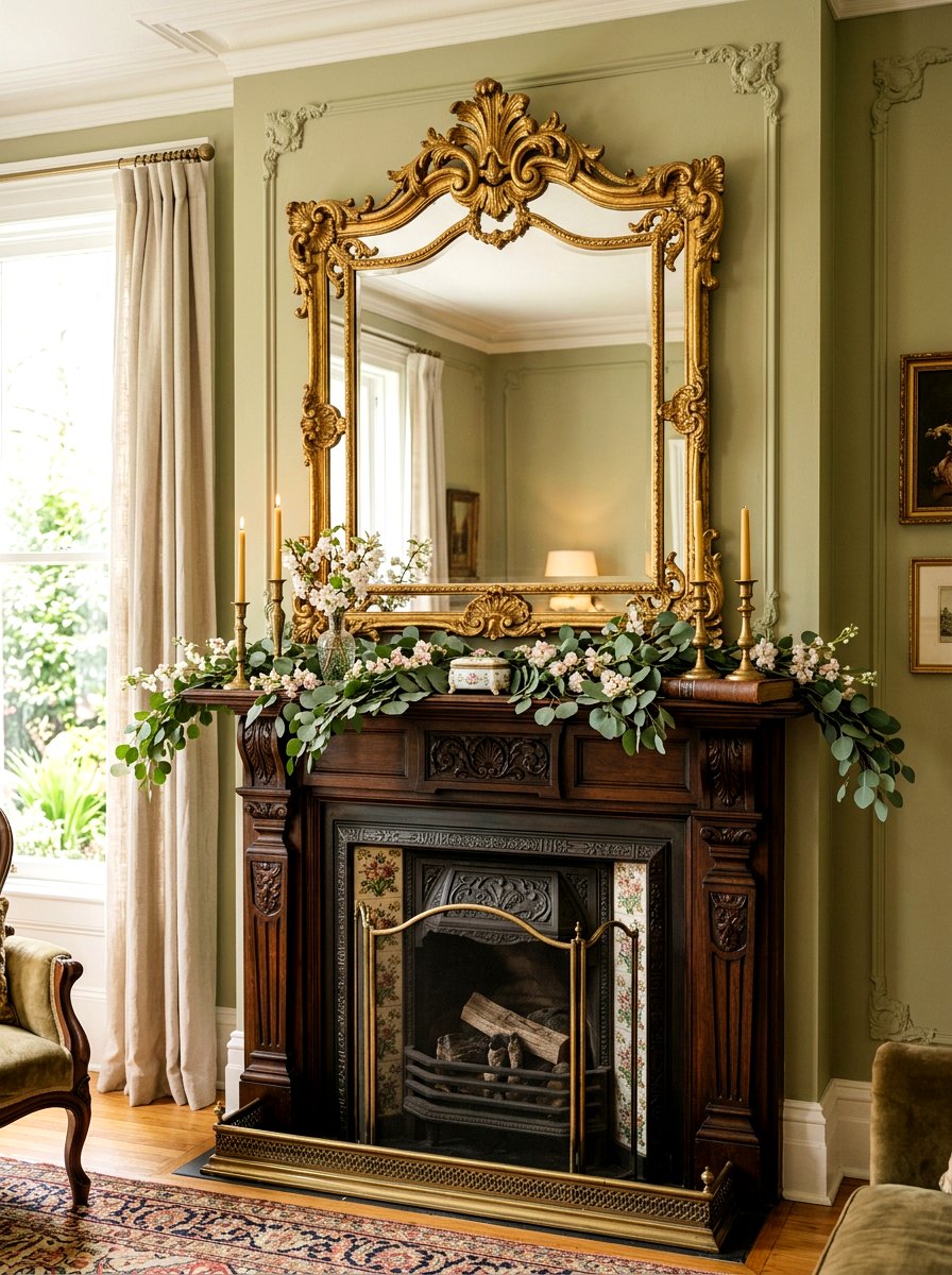 Spring mantel decor antique mirror - 25 Spring Victorian Decor Ideas