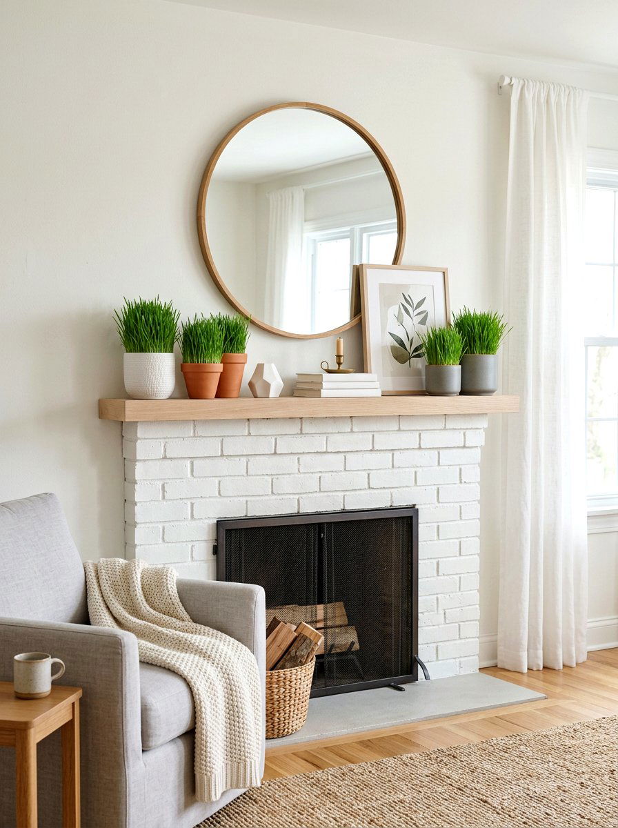 Spring mantel wheat grass - 25 Spring Wheat Grass Decor Ideas