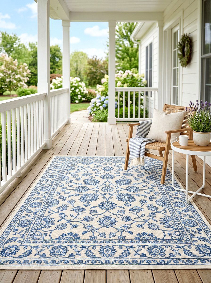Spring porch rug - 25 Garden Spring Decor Ideas