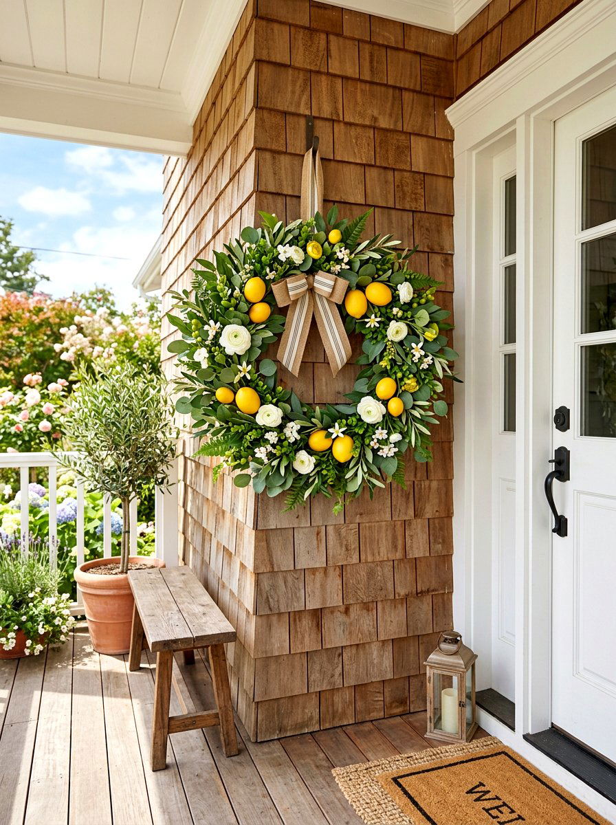 Spring porch wreath - 25 Spring Porch Corner Decor Ideas