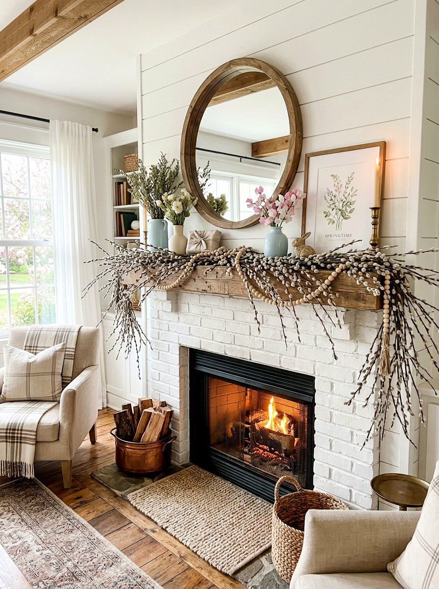 Spring pussy willow mantel - 25 Spring Pussy Willow Ideas