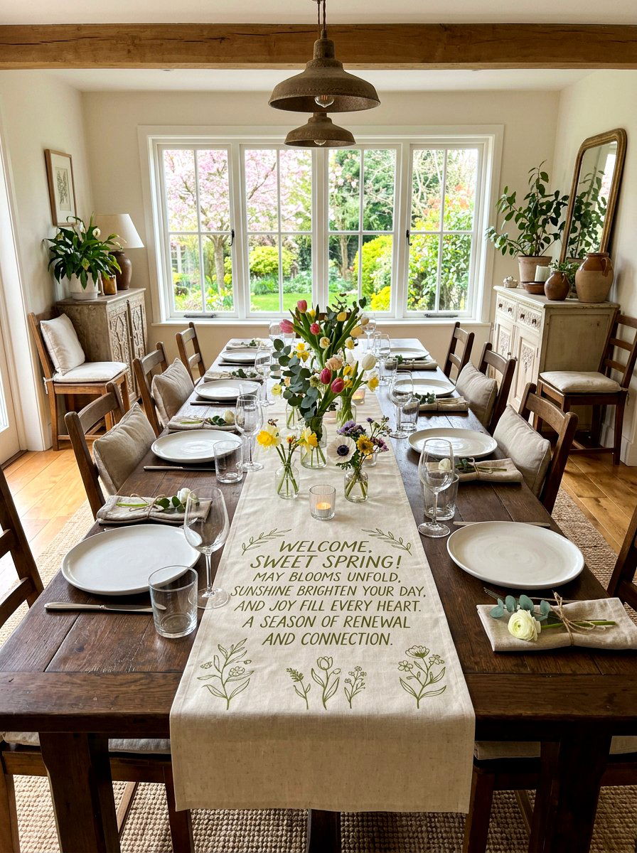 Spring table runner - 25 Spring Calligraphy Decor Ideas