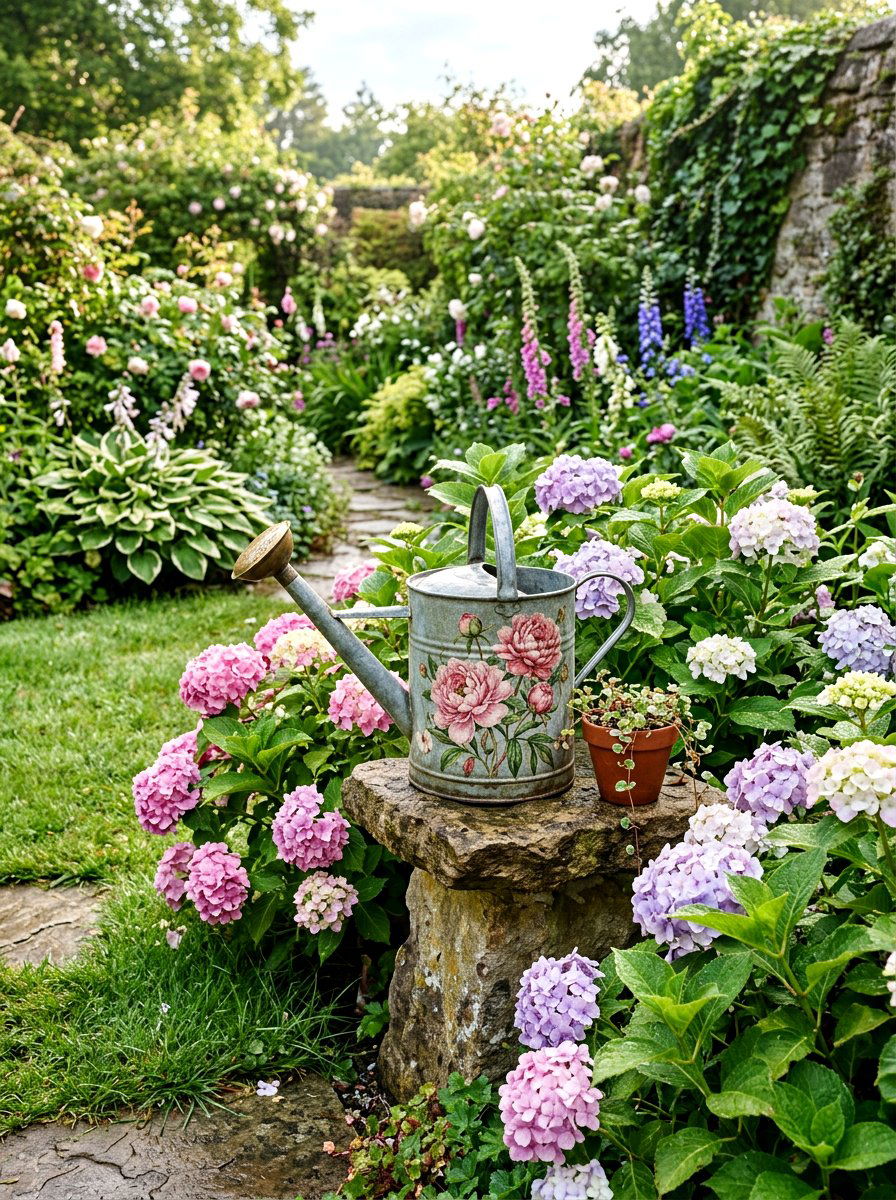 Spring watering cans - 25 Spring Decoupage Ideas