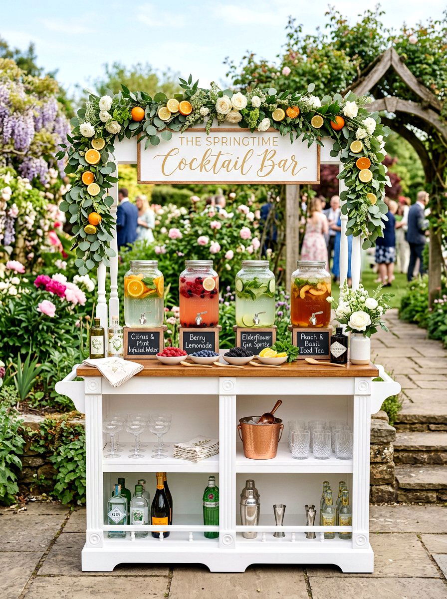 Spring wedding cocktail bar - 25 Spring Garden Wedding Ideas