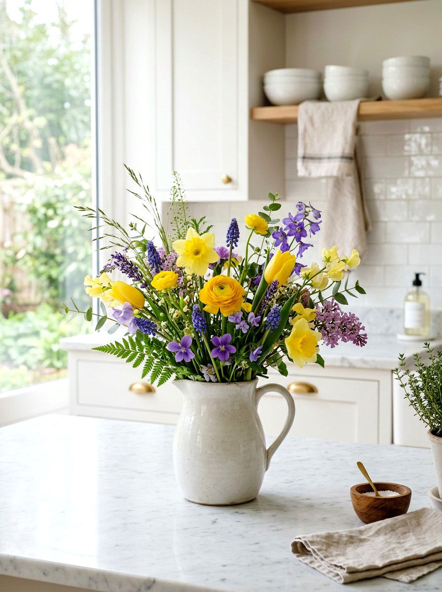 Spring wildflower arrangement - 25 Spring Lake House Decor Ideas