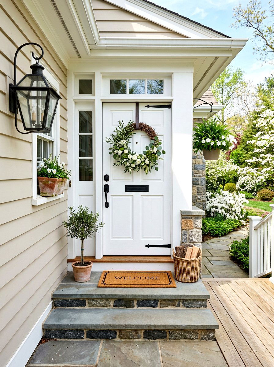 Spring wreath for front door - 25 Spring Modern Farmhouse Decor Ideas