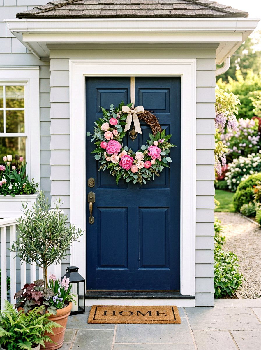Spring wreath - 25 Outdoor Spring Decor Ideas for Front Porch