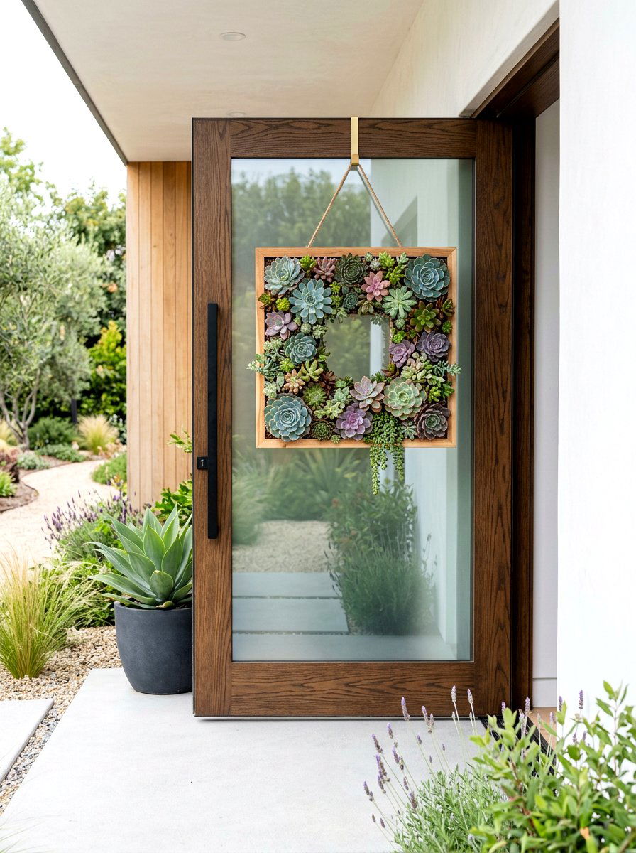 Square Succulent Wreath - 25 Spring Succulent Wreath Ideas