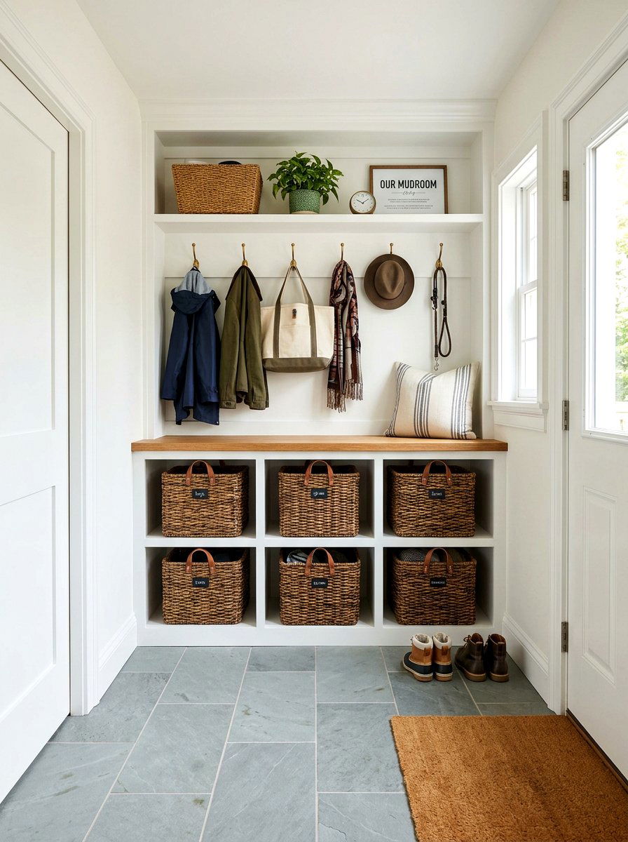 Square Wicker Basket Mudroom Cubby - 25 Spring Wicker Basket Decor Ideas