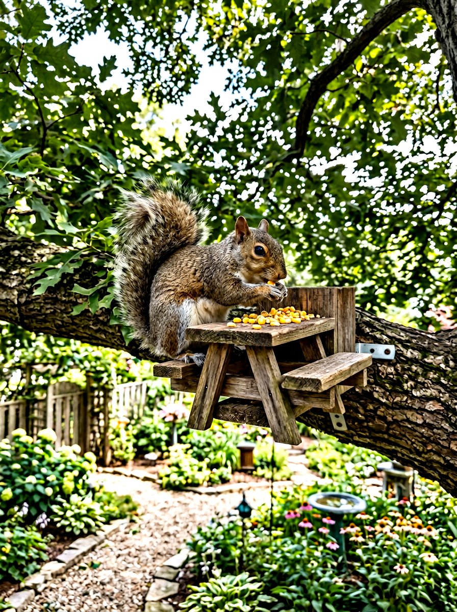 Squirrel Garden Feeder - 25 Spring Garden Animal Decor Ideas