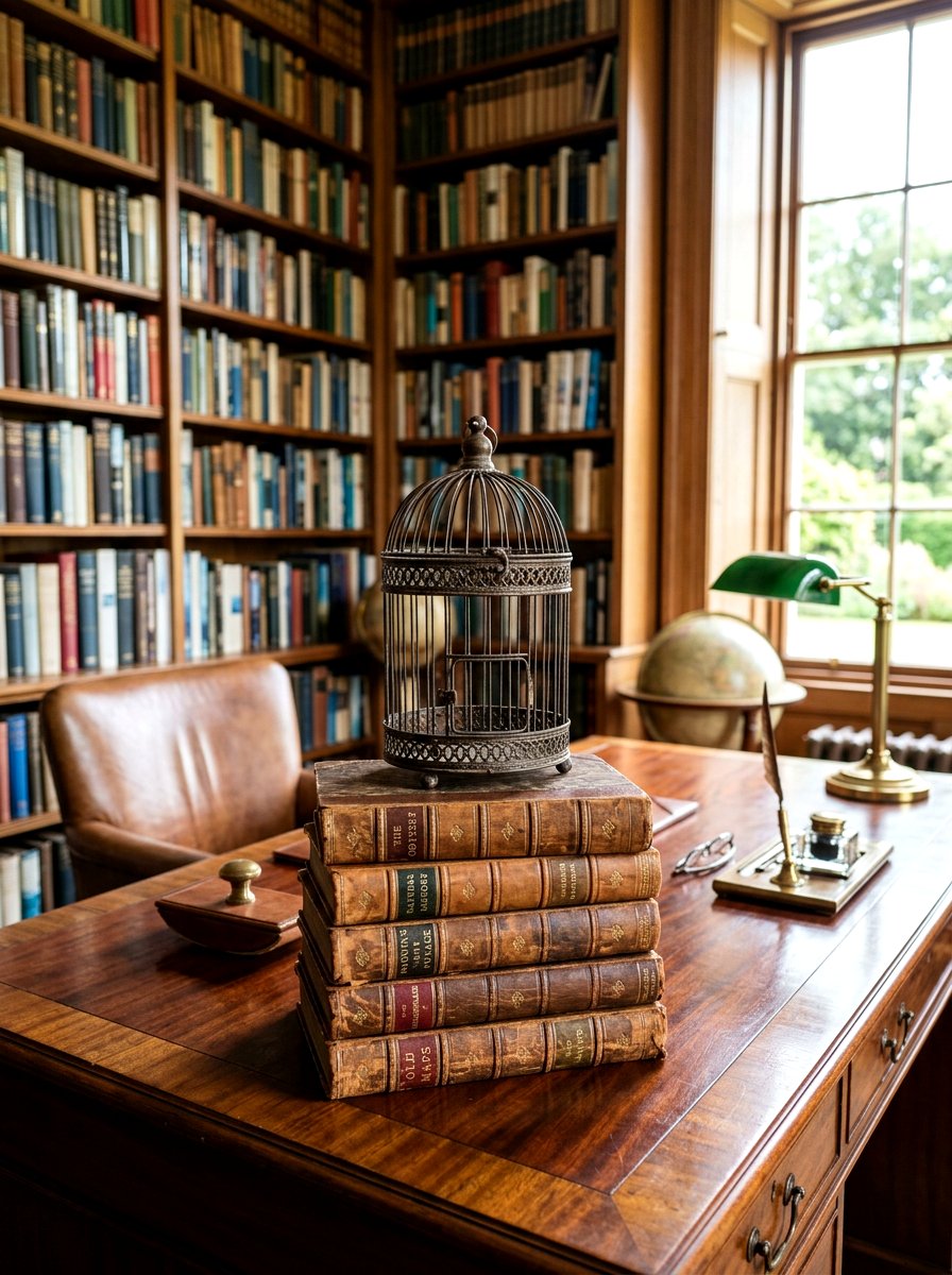 Stacked Birdcage Decor On Vintage Books - 25 Spring Birdcage Decor Ideas