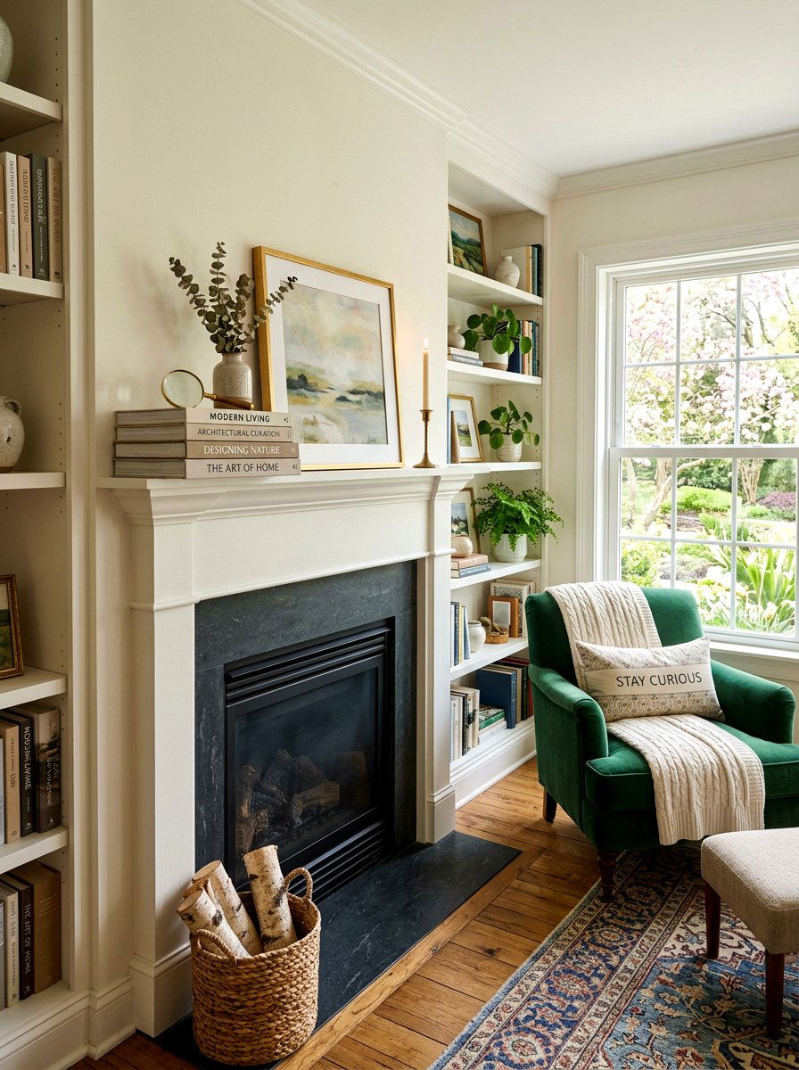 Stacked Coffee Table Book - 25 Spring Modern Mantel Ideas