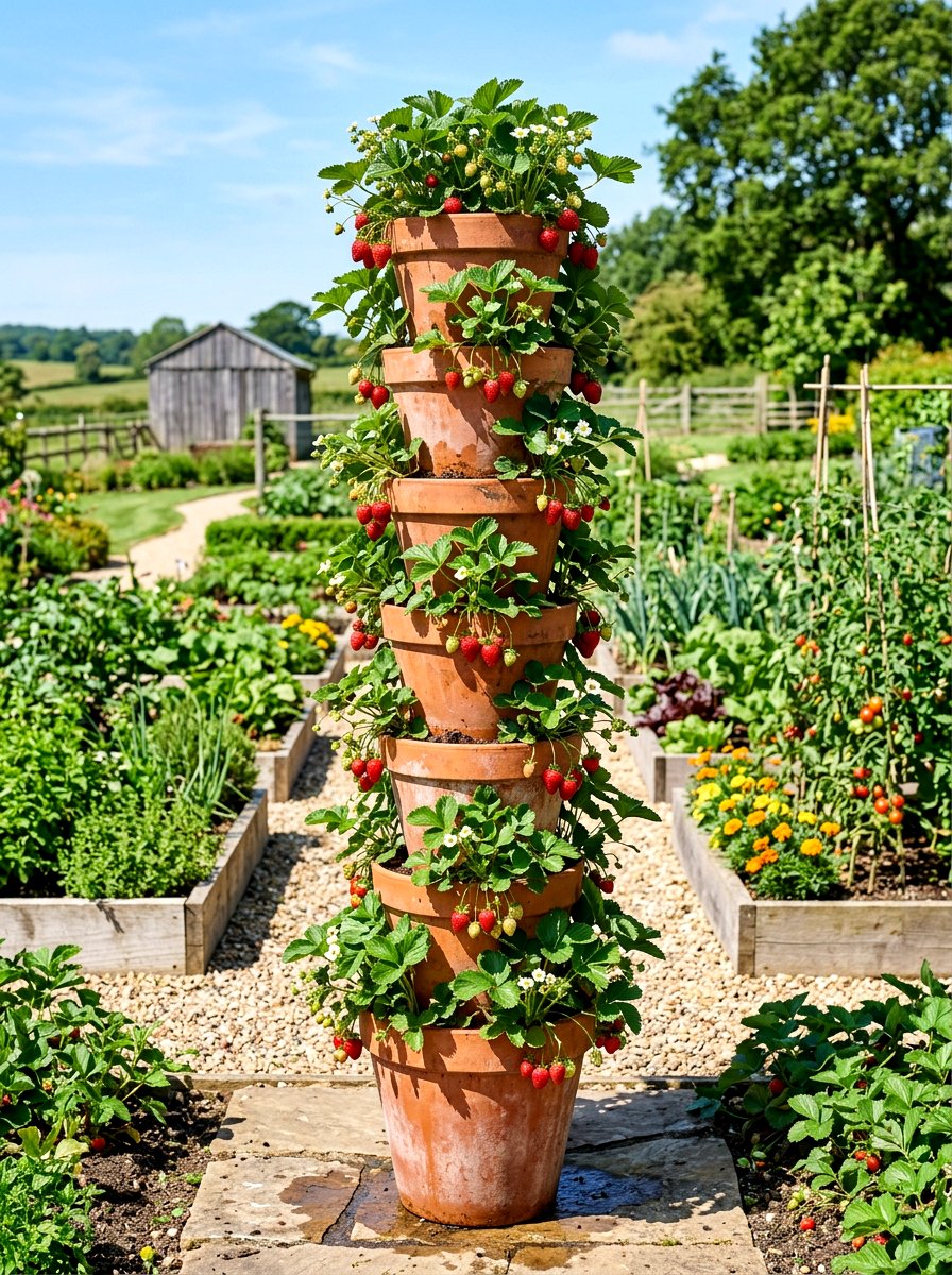 Stacked strawberry planter - 25 Spring Terracotta Pot Ideas