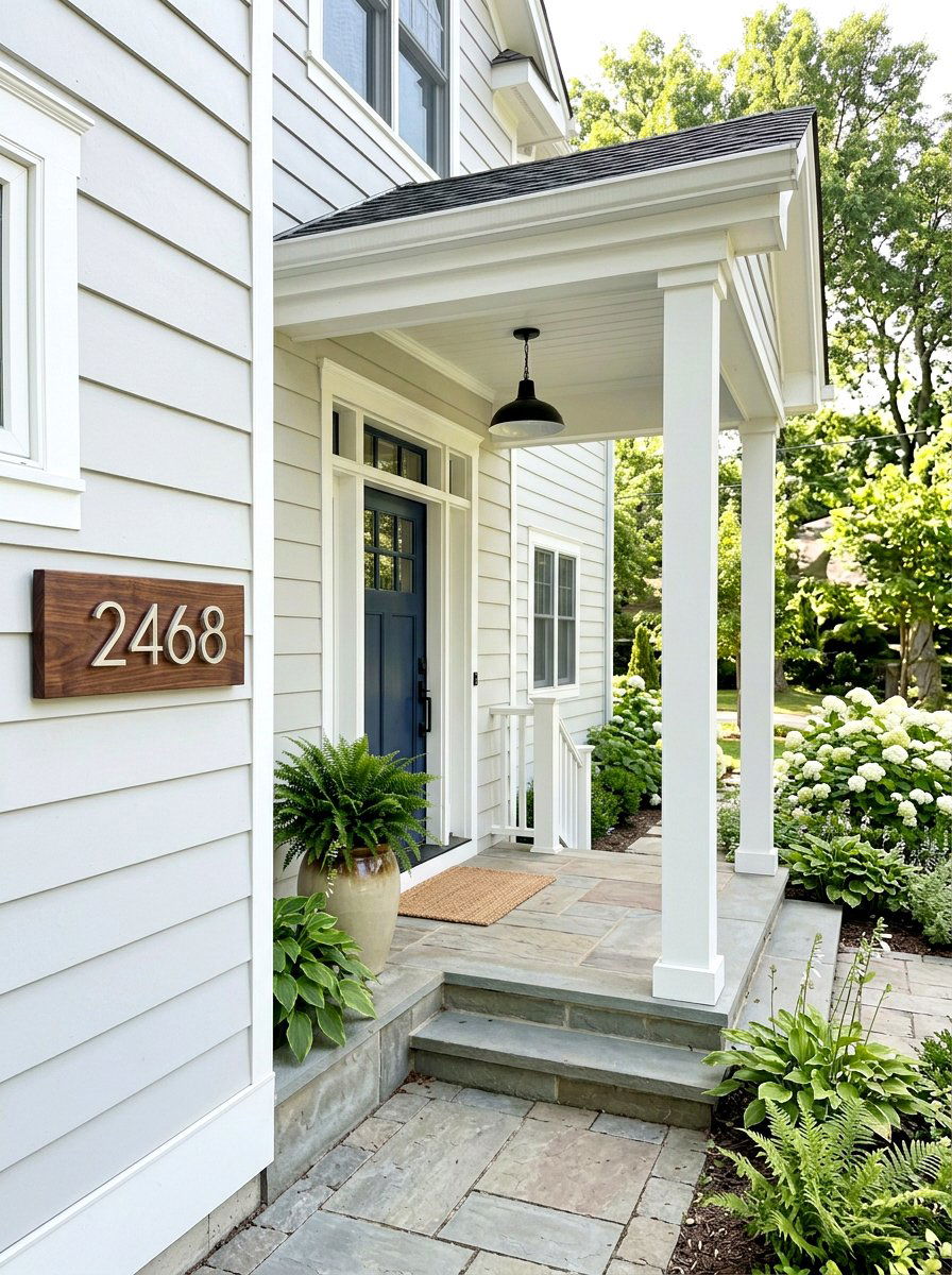 Stained Wood House Number Board - 25 Spring House Number Decor Ideas