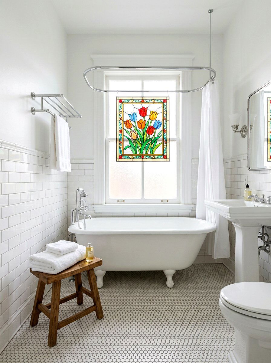 Stained glass tulip window clings - 25 Spring Window Cling Ideas