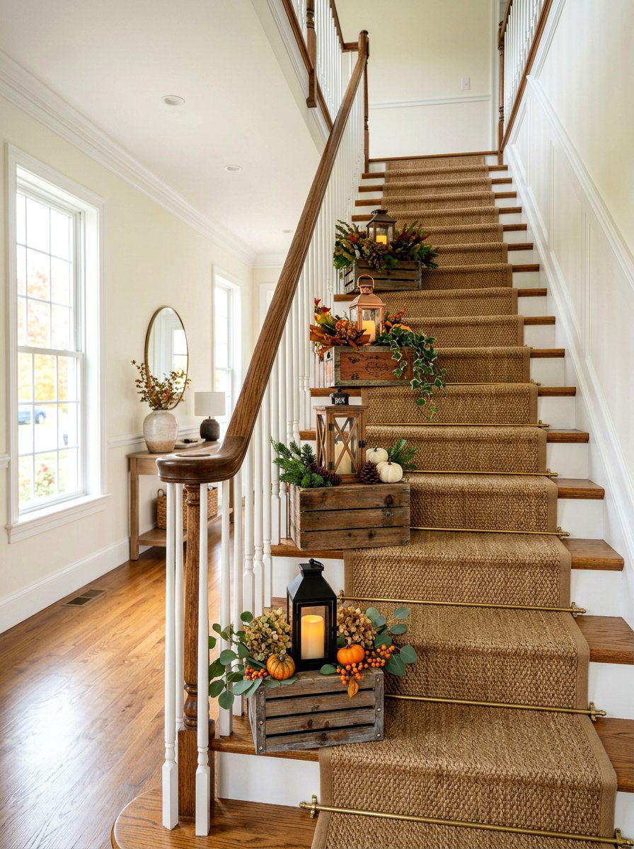 Staircase Crate Seasonal Decor - 25 Spring Vintage Crate Decor Ideas
