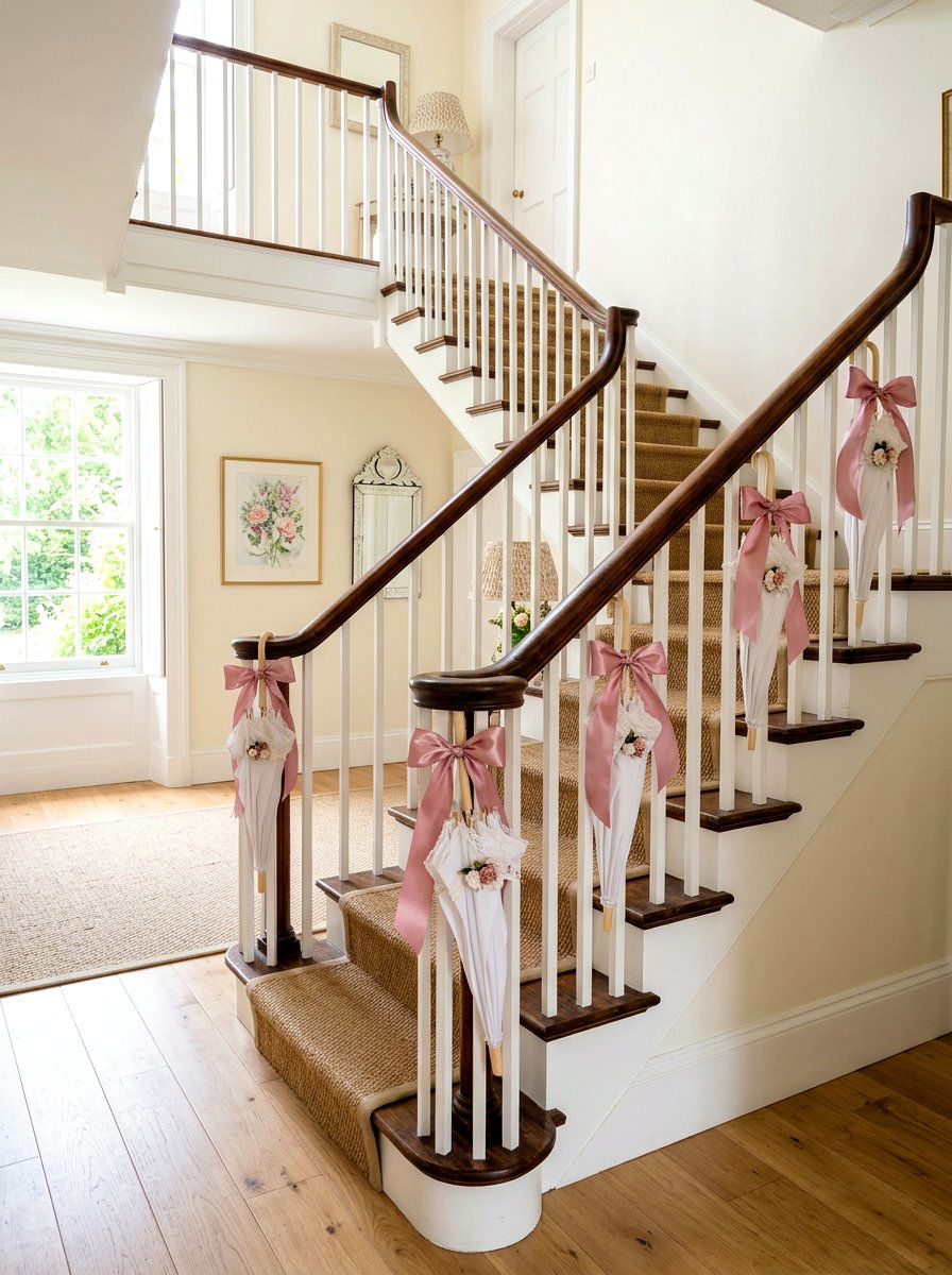 Staircase Umbrella Accent - 25 Spring Umbrella Decor Ideas