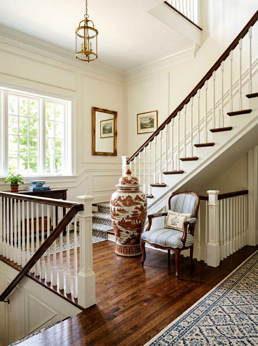 Staircase landing ginger jar - 25 Spring Ginger Jar Decor Ideas