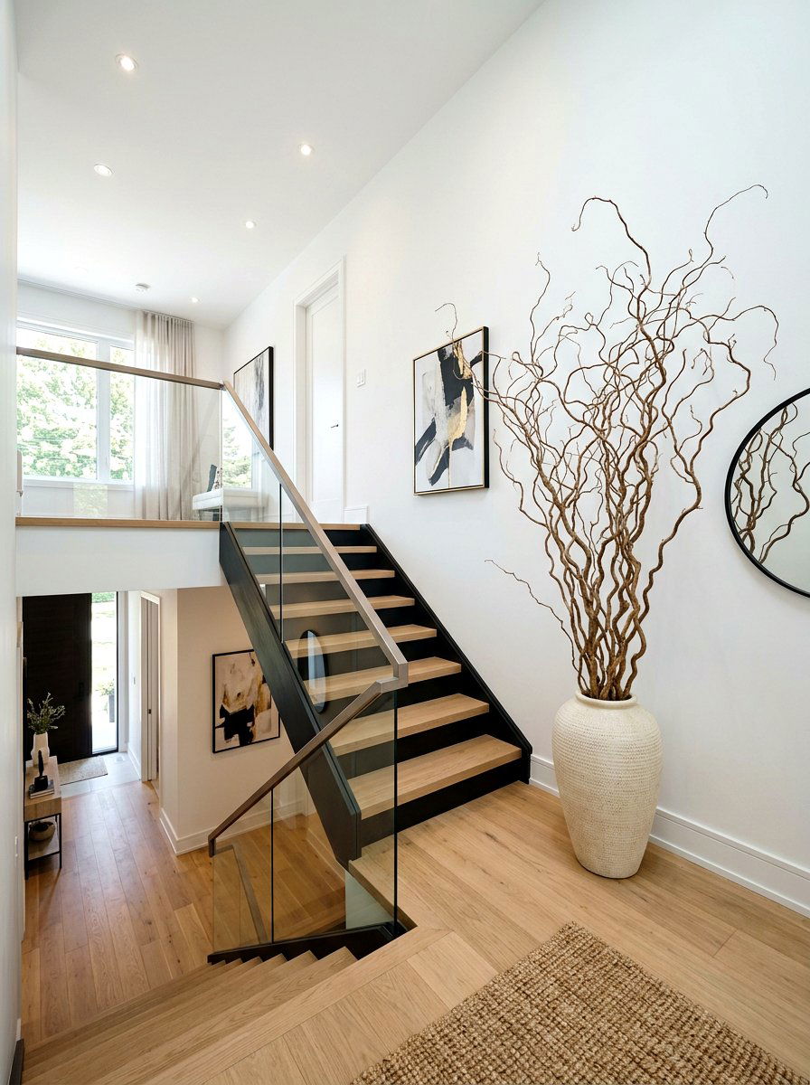 Stairs Landing Decor - 25 Spring Curly Willow Branch Ideas