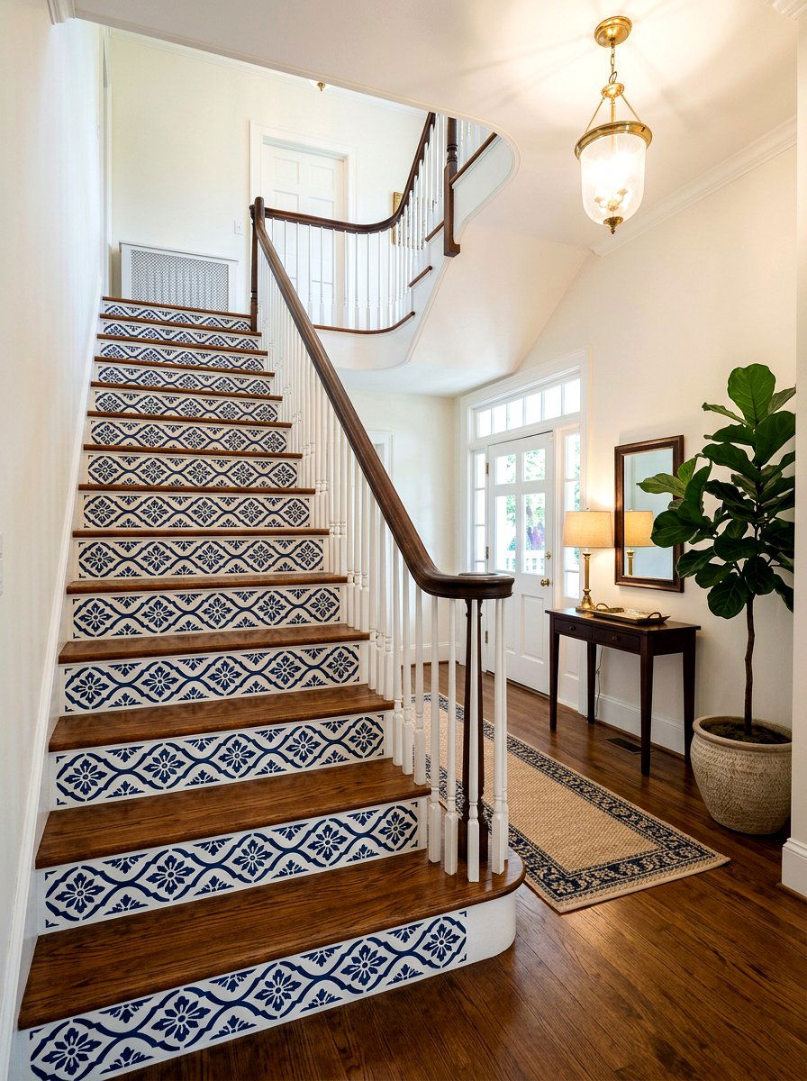Stairs Riser Stencil - 25 Spring Stencil Decor Ideas