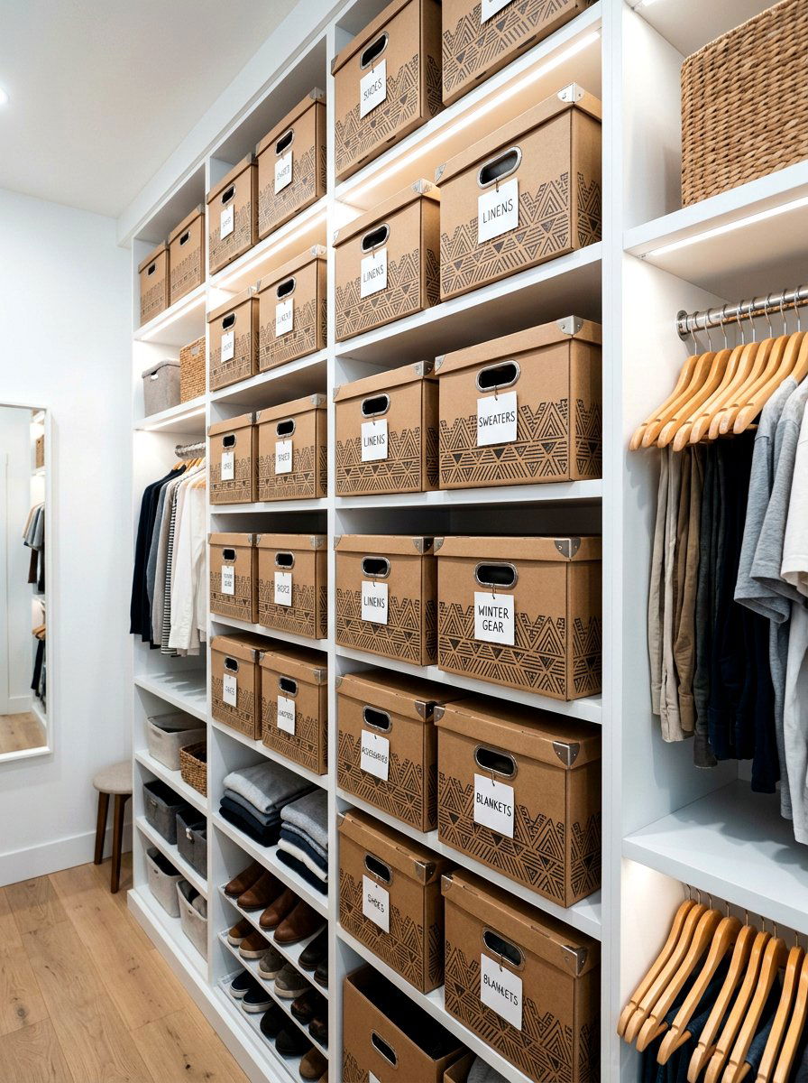 Stamped Cardboard Storage Boxes - 25 Spring Stamped Decor Ideas