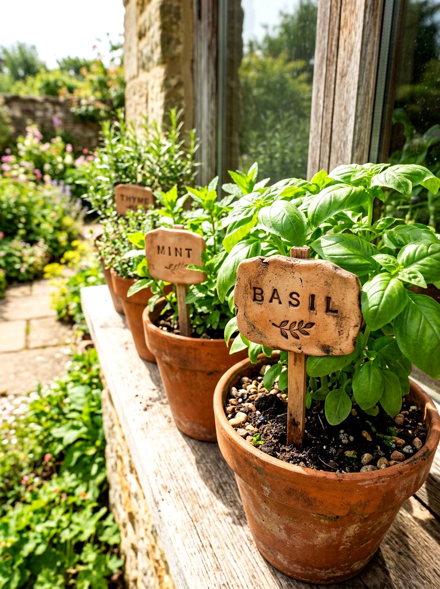 Stamped Clay Plant Tags - 25 Spring Stamped Decor Ideas