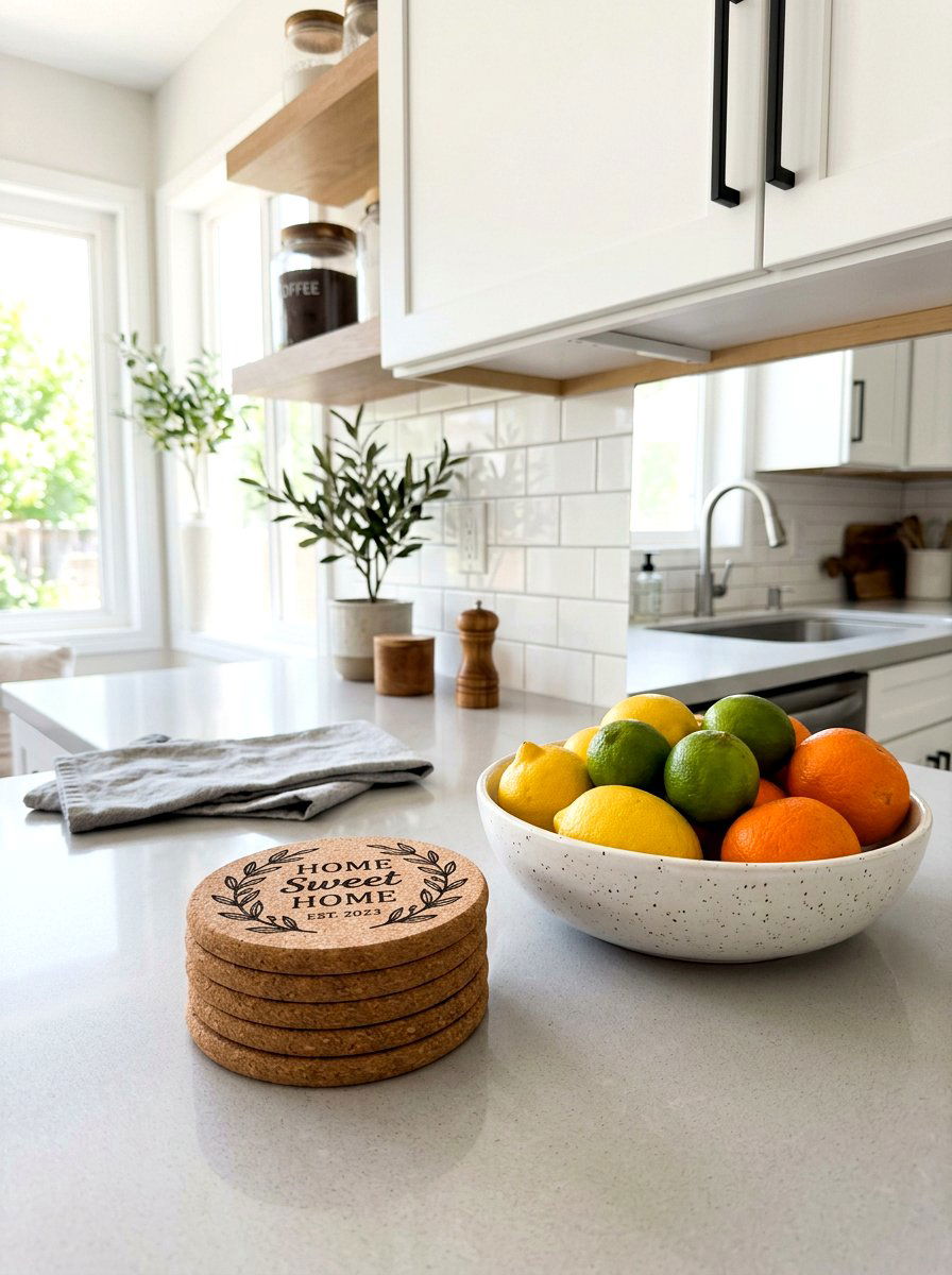 Stamped Cork Coasters - 25 Spring Stamped Decor Ideas