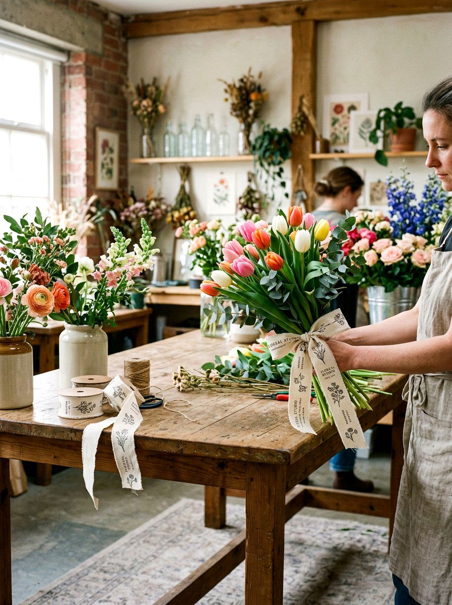 Stamped Fabric Ribbon - 25 Spring Stamped Decor Ideas