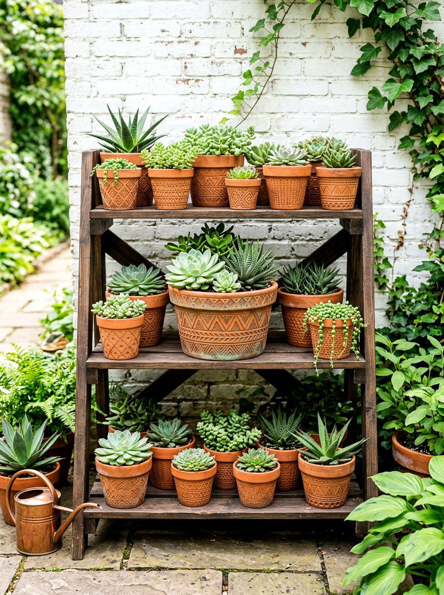 Stamped Terra Cotta Pots - 25 Spring Stamped Decor Ideas