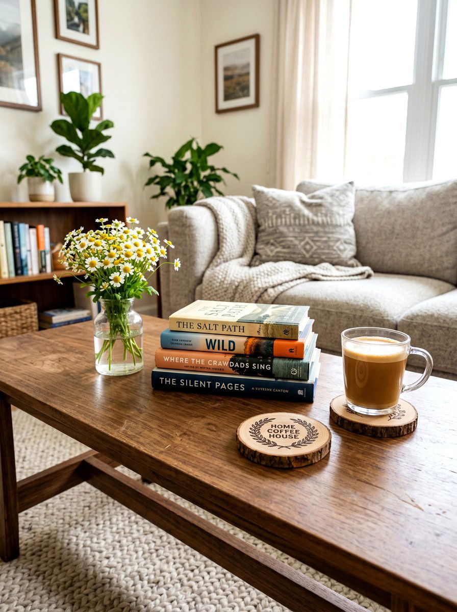 Stamped Wood Coasters - 25 Spring Stamped Decor Ideas