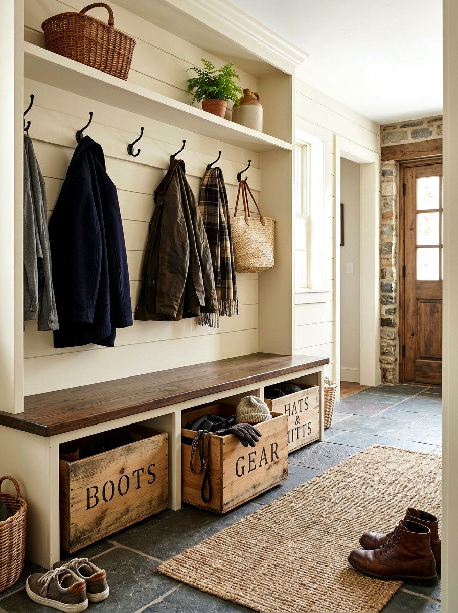 Stamped Wooden Storage Crate - 25 Spring Stamped Decor Ideas