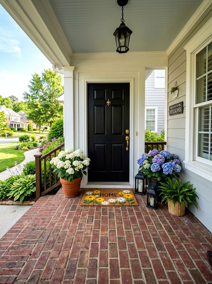 Stencil Flower Doormat - 25 Spring Paint Craft Ideas