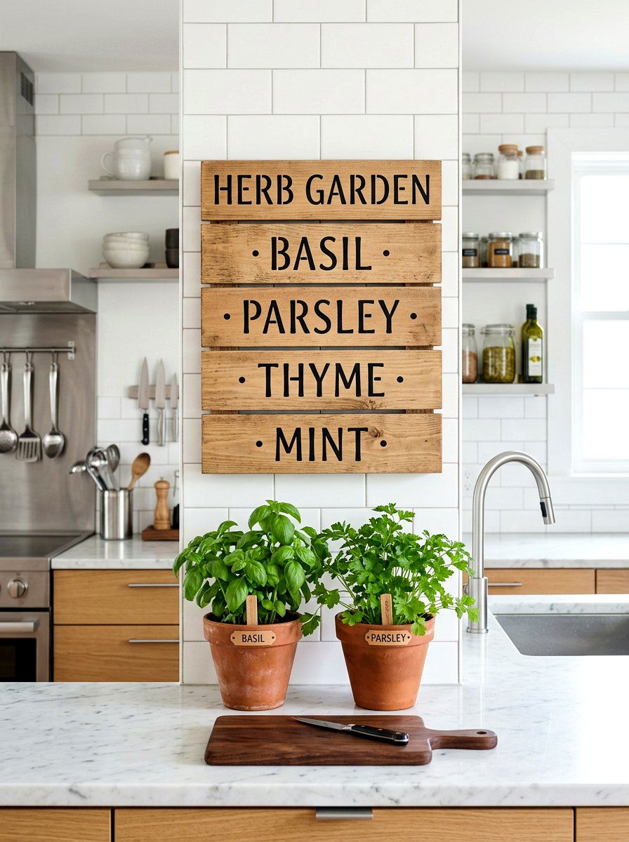 Stenciled Herb Garden Sign - 25 Spring Painted Sign Ideas