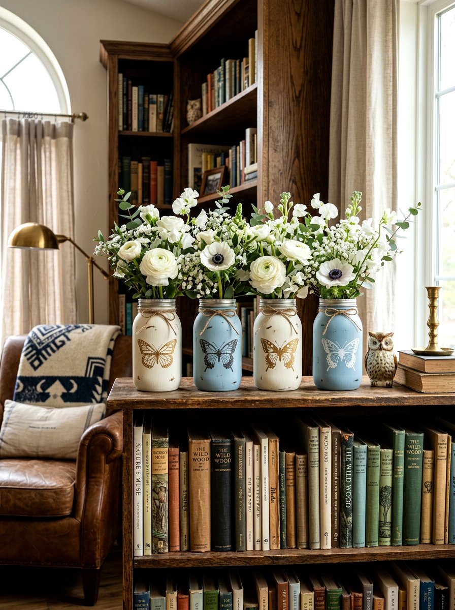 Stenciled mason jar vase design - 25 Spring Mason Jar Vase Ideas