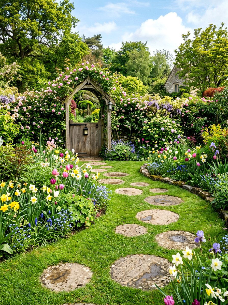 Stepping Stone Walkway - 25 Spring Stone Garden Decor Ideas